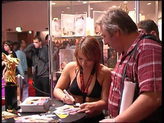 Lucky Cooch: Blonde stripper at the sex fair