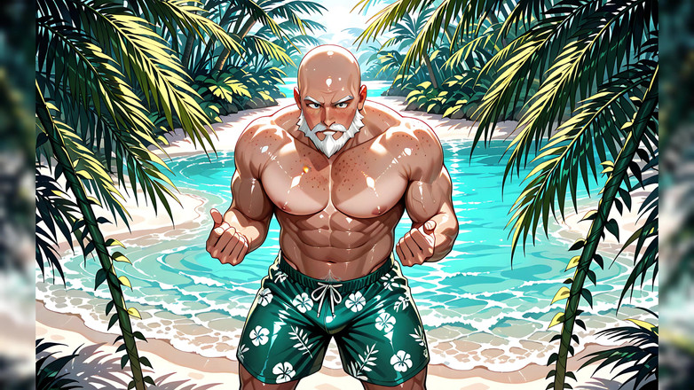 Erotic Man: Yakışıklı kel yaşlı adam gömleksiz