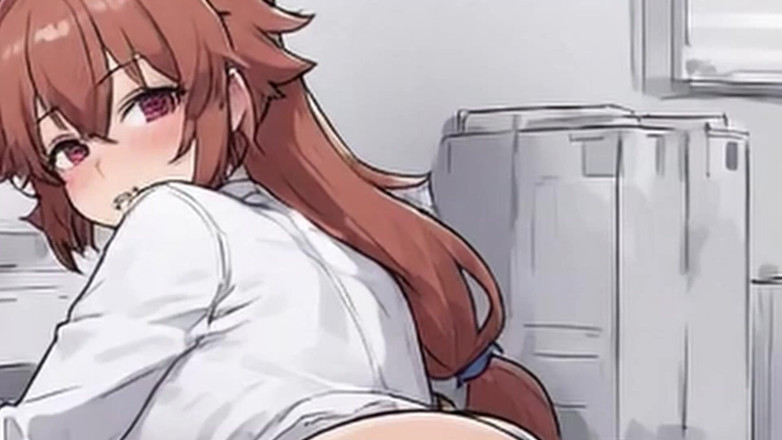 Aiwaifuloops: Waifu amatérská teen POV - kancelářské plavky Škádlení a detail Boss kouření