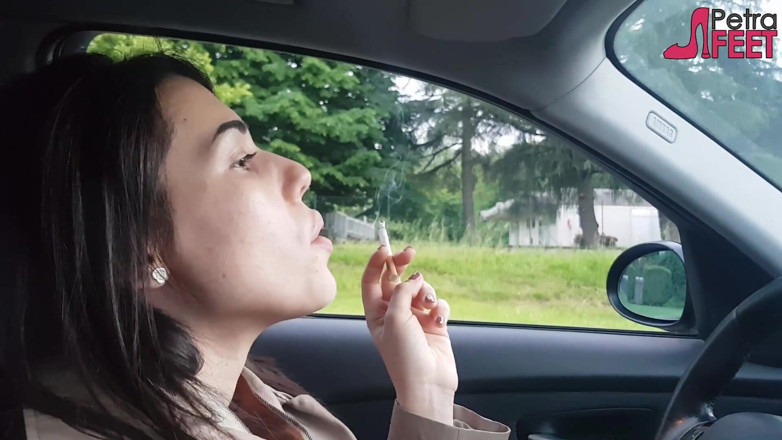 Smokin Fetish: Petra loves to smoke ciggaretes in her car