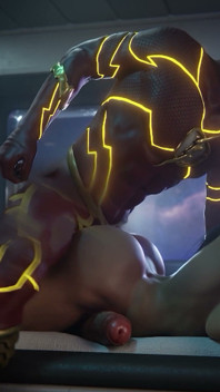 Wonder Woman insatisfaite par Flash essaye la grosse bite de Brada Futa - animation de creampie anal