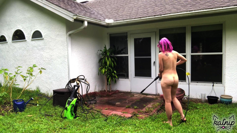 kactus kutie: Power lavando mi porche desnudo