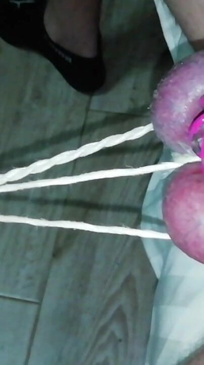 Sissy in Chastity CBT Balls Tied and Stretched Until They Turned Purple (Adashah)