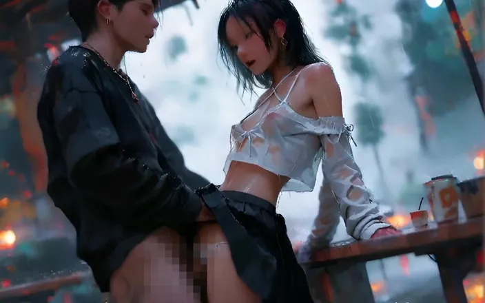 AItuner: Wet Passion in the Rain: Slender Asian Beauty Loses Control