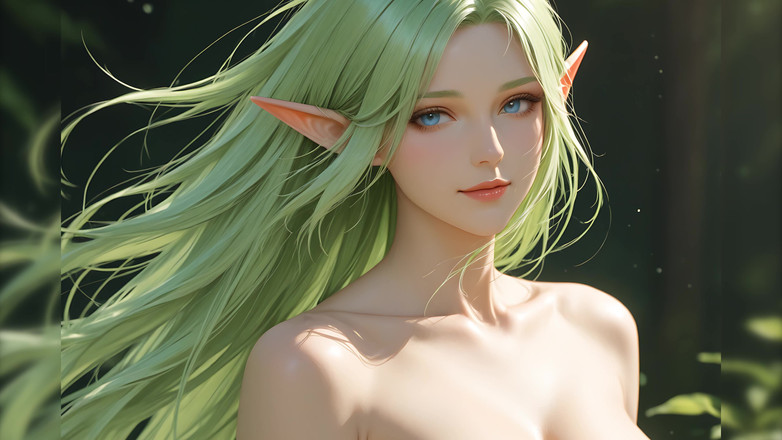 LustRender: Lustrender Bildspel: Vacker naken älvkvinna flytande hårkonst - Ai Video