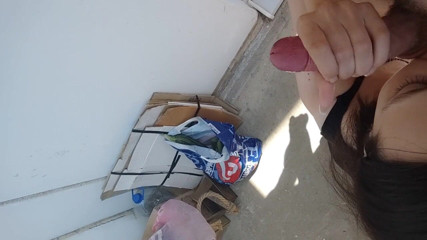 HotFoxyDarya: Blowjob on the balcony with cum on face and mouth