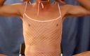 CDSexySandy: Sexy Sandy Strokes Her Cock in Pink Mesh