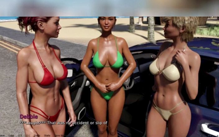 3DXXXTEEN2 Cartoon: 一辆车里有三个热辣的女孩。3D 色情卡通性爱