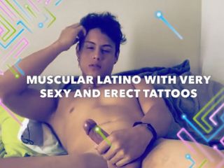 Evan Perverts: Muskulös latino med mycket sexiga och upprätta tatueringar