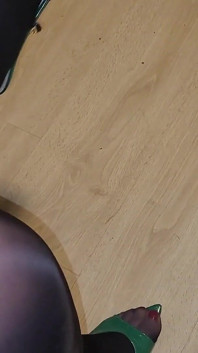 Red Colored Nails in Glossy Pantyhose Request 2.