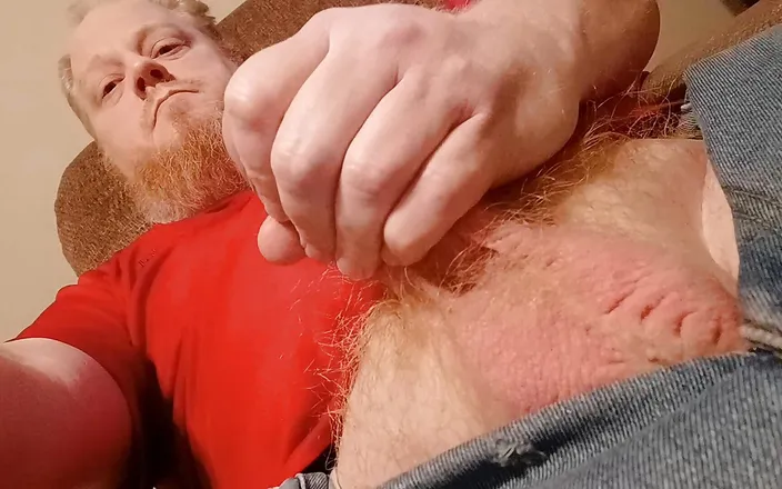 Johnny Red: Stroking my Big Cock ginger pubes no underwear
