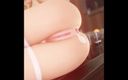 Velvixian 3D: Marie weer anaal op tafel (wit - zwart)