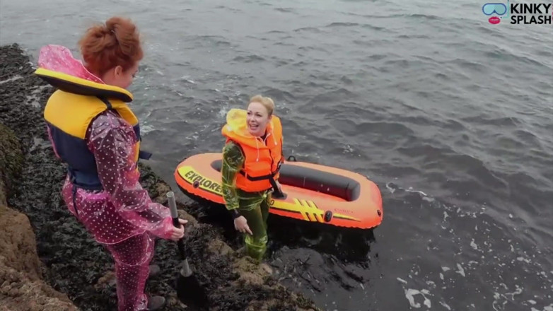 UKCuteGirl Lucy Lauren: Two Girls One Dinghy: Tight Rubber &amp; Pvc Rainwear