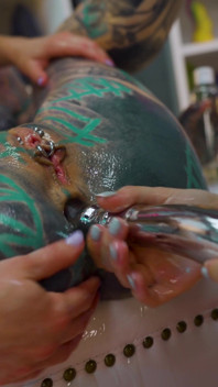 Oily Lesbian Metal Toy Threesome Girls Slippery Fuck