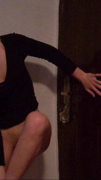 Skinny Teen with Glasses Full Bladder Standing and Pee on the Floor