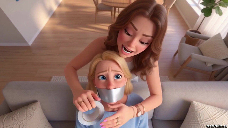 Gagged AI Cartoons: Paja por hijastra