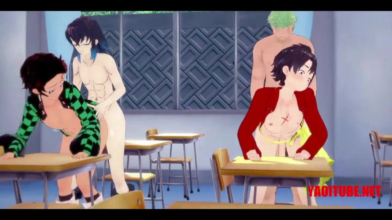 Yaoitube: Yaoi Mega Orgy - Naruto, Deku, Sieg, Shirou, Luffy, Zoro, Inosuke &amp;Tanjiro -...