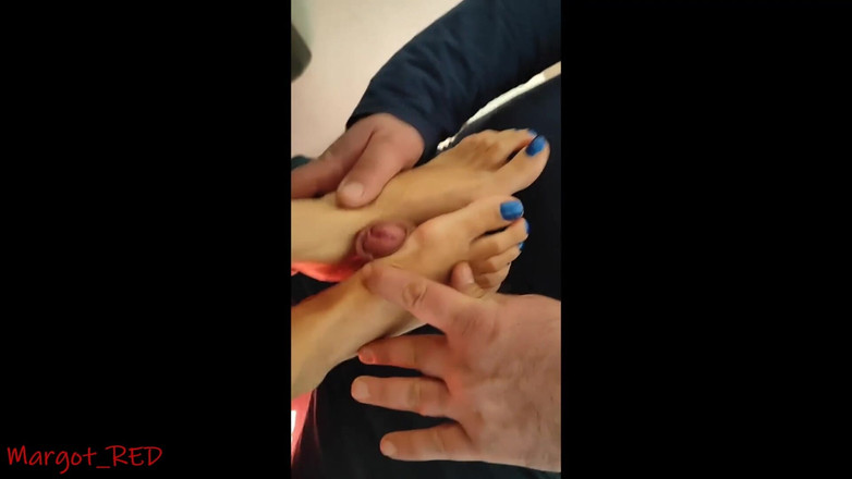 Margot Red: Footjob to Big Cock, Cumshot on My Feet. My Sweet...