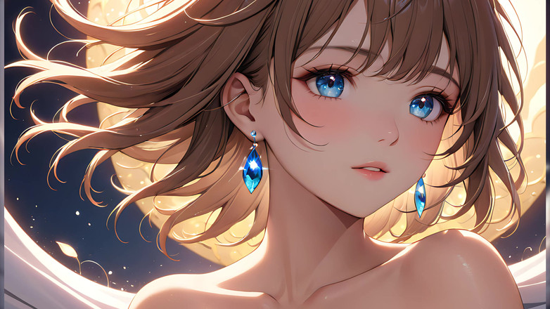 LustRender: Тихая радость: красивая молодая женщина в волшебном свете