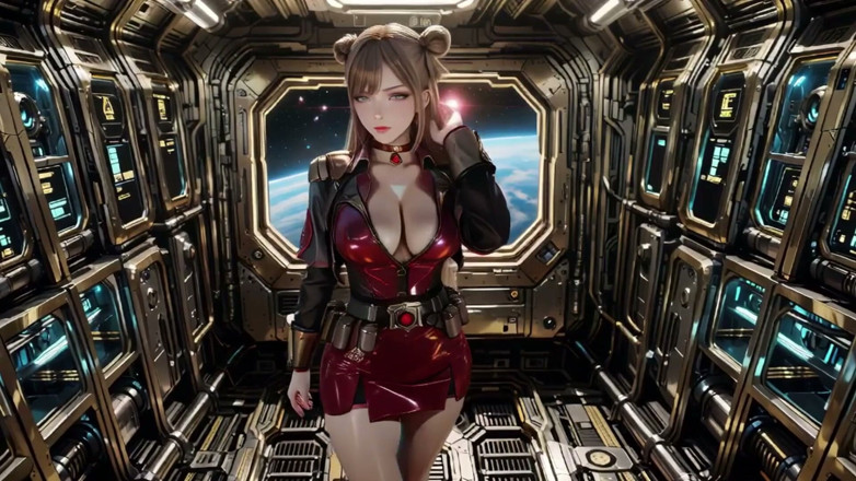 Seraphina Vale: Starship Red Armor de privé-blik van de blonde commandant!