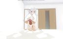 H3DC: Emilia, hentai 3D, POV, fait un footjob à ta bite