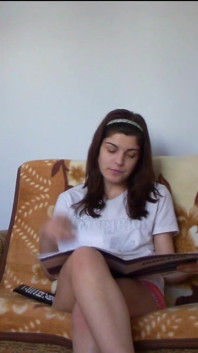 Sexy Teen Making Her Homework in Tight Short Pants