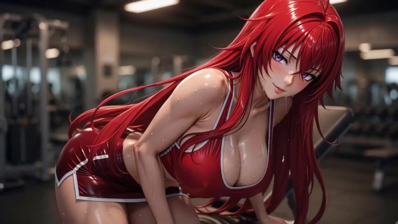 Ianimedia: Samling Ia Rias Gremory Gymträning Sensuell svett Glänsande Kropp