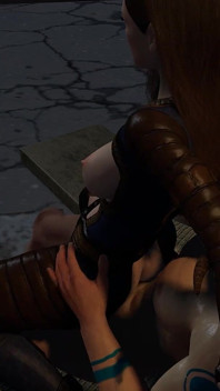 Nedfallsflicka som rider dragonborn's dick