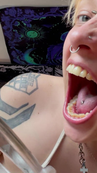 No Makeup Goth Girl Mouth Tour with Hand Mirror