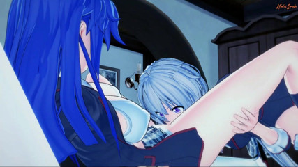 Hentai Smash: Tsubasa Kazanari reitet Futa Chris Yukines mädchen-schwanz, kommt in ihre...