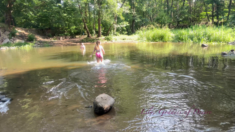 Lily, Goddess of Desire: Cute Teen in Costume Playing in the River Like in...