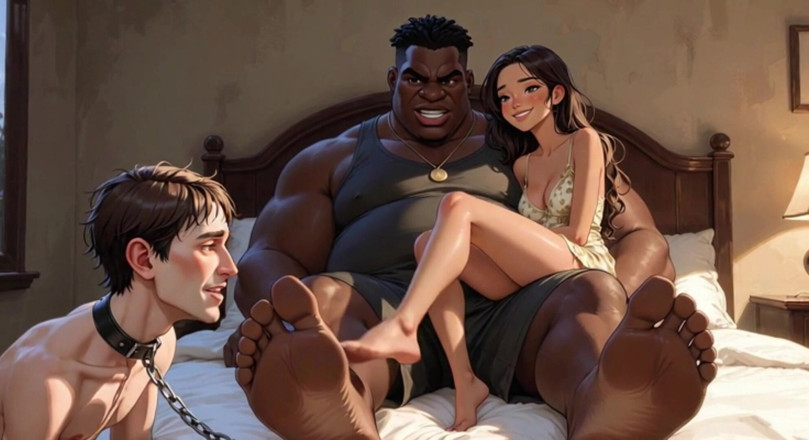 Anime Hentai: Marido escravo limpa os pés da esposa com a língua -...
