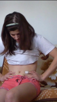 Sexy Teen Full Bladder Desperation on the Bed