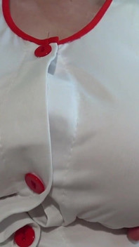 Gorgeous Big Boobs of a Nurse in Front of My Eyes Close-up. Old MILF Saggy Tits.
