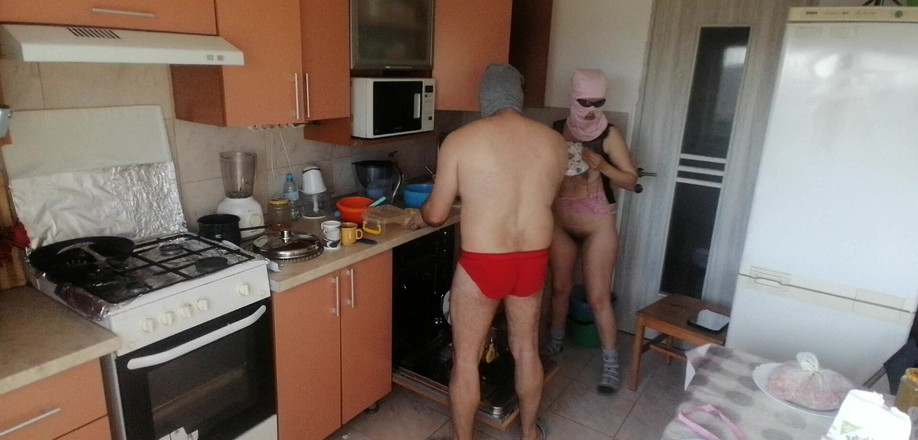 Mirsur: Couple Having Fun in the Kitchen. Sexy Wife Doing Chores...