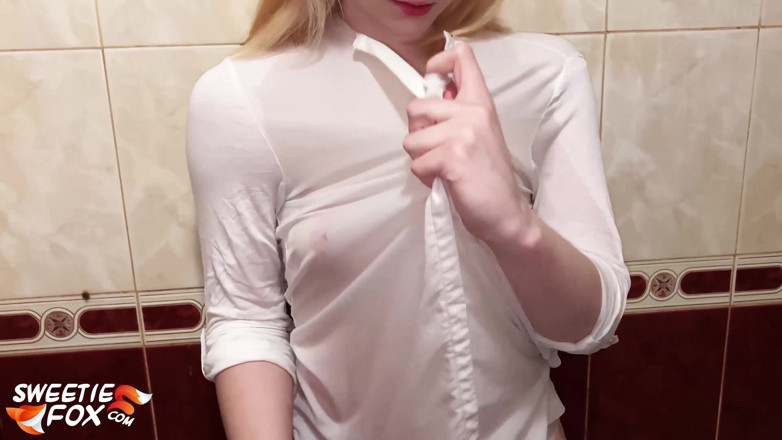 Sweetie Fox: Horny babe in wet shirt play pussy and POV blowjob...