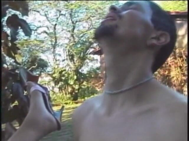 Horny Shemales: Blonde tranny wearing lingerie gets her ass fucked outdoors by...
