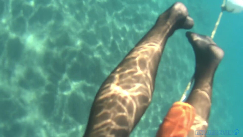 Nylondelux: Black Stocking in the Sea