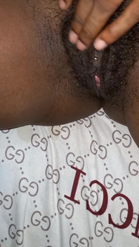 Slowly Rubbing My Hairy Pierced Pussy Close up