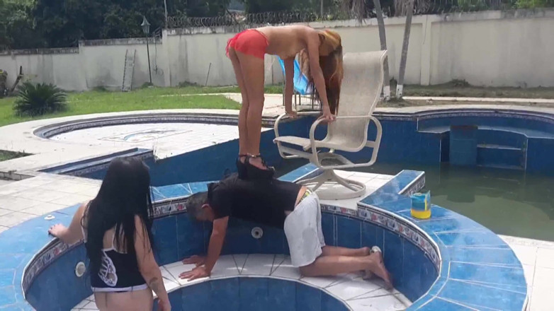Femdom Austria: Stomping them at the pool
