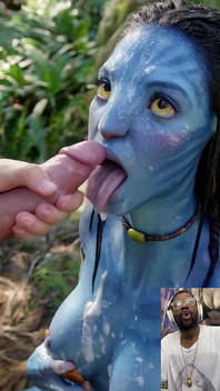 Cum Covered Avatar Waifu Gets Cum Drizzled All on Her Slutty Na’vi Ass Tongue