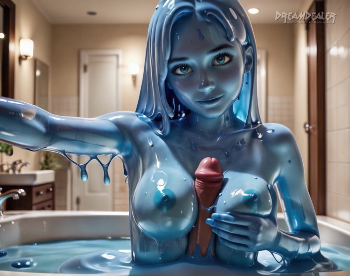 DreamDealer: Bathtub Water Shapeshifter Gelina - Pertemuan Rumah Pov - Ai Generated