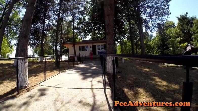 Pee Adventures: Blonde is visiting a monastery with her bladder full, she...