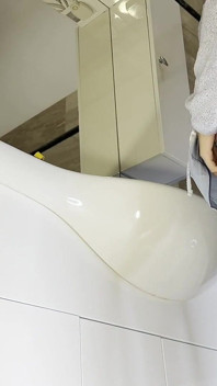 Super Hot Petite Asian Girl Takes Her See Through Panties in the Bathroom to Flash Pussy and Her Big Ass