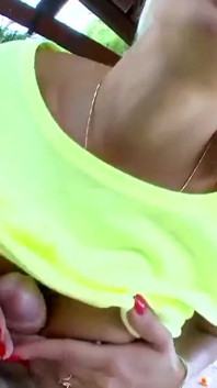 Louana gives a blowjob and also foot fucks Terry Reid