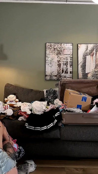 Wonderfully Beautiful Hot Redhead Girl Does an Unboxing with a Try on Haul for Nightie, Skirt and Over Knee Socks with Lingerie