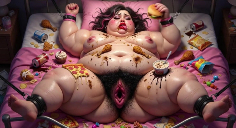 YOUR BEST FANTASY: Obese BBW in Bondage Surrounded by Food - Begging for Huge...