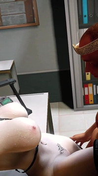 3D insegnante di cinese carina nuda le sue tette enormi tradisce con un grosso cazzo
