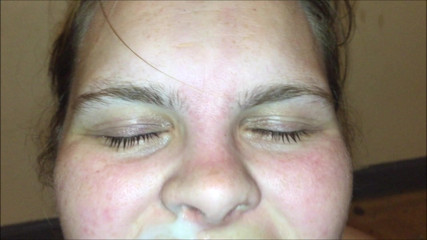 Sadee Rain: Teen gets a cum facial after intense blowjob