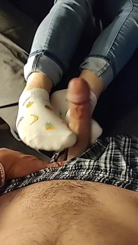 흰색 과일 발목 양말 양말 풋잡 - 양말에 사정